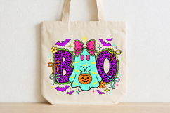 Neon BOO Ghost Png, Leopard Halloween Sublimation Design Product Image 4