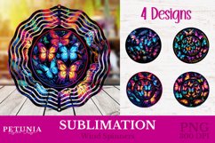 butterfly png sublimation design being used as a wind spinner sublimation print