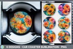 Bundle of six Alcohol Ink Calendulas Car Coaster designs.