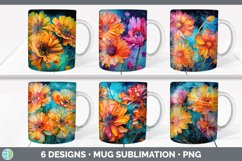 Bundle of six Alcohol Ink Calendulas Mug Wrap designs.