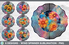 Bundle of six Alcohol Ink Calendulas Wind Spinner designs.
