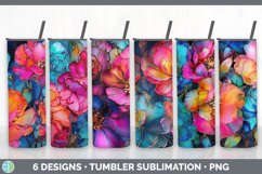 Bundle of six Alcohol Ink Camellias Tumbler designs.