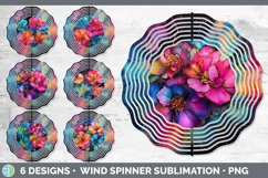 Bundle of six Alcohol Ink Camellias Wind Spinner designs.