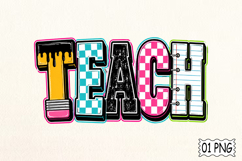 Neon Checkered TEACH PNG Product Image 1