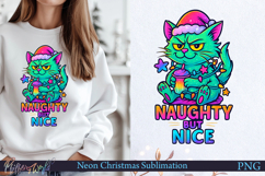 Neon Christmas Sublimation Design | naughty but nice Product Image 1