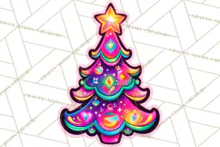 Neon Christmas Clipart Png, Kawaii Holiday Sticker Icons Product Image 2