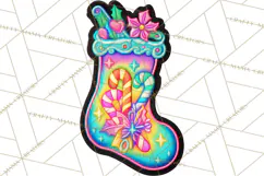 Neon Christmas Clipart Png, Kawaii Holiday Sticker Icons Product Image 4