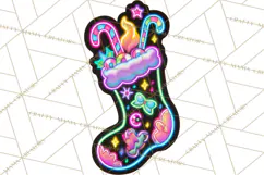 Neon Christmas Clipart Png, Kawaii Holiday Sticker Icons Product Image 5