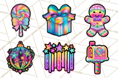 Neon Christmas Clipart Png, Kawaii Holiday Sticker Icons Product Image 5