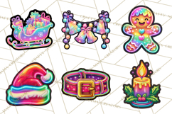 Neon Christmas Clipart Png, Kawaii Holiday Sticker Icons Product Image 4