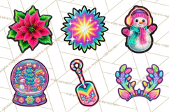 Neon Christmas Clipart Png, Kawaii Holiday Sticker Icons Product Image 6