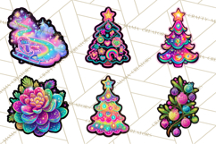 Neon Christmas Clipart Png, Kawaii Holiday Sticker Icons Product Image 9