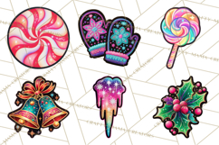 Neon Christmas Clipart Png, Kawaii Holiday Sticker Icons Product Image 7