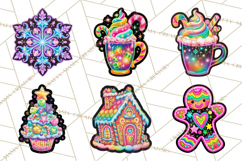 Neon Christmas Clipart Png, Kawaii Holiday Sticker Icons Product Image 3