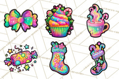 Neon Christmas Clipart Png, Kawaii Holiday Sticker Icons Product Image 2