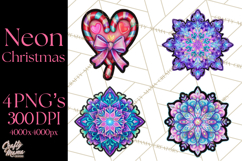 Neon Christmas Clipart Png, Kawaii Holiday Sticker Icons Product Image 1