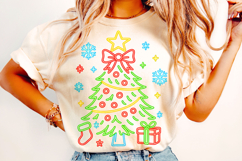 Neon Christmas Tree PNG, Merry Christmas PNG, Holiday PNG Product Image 2