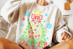 Neon Christmas Tree PNG, Merry Christmas PNG, Holiday PNG Product Image 3