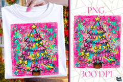 Neon Bow Christmas Tree PNG | Christmas Design Product Image 1