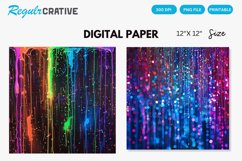 Neon Colored Electric Rain Seamless Digital Paper Product Image 1