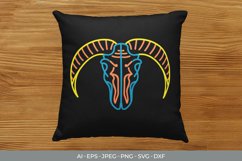Neon Coloured Line Art Goat Skull SVG Product Image 3