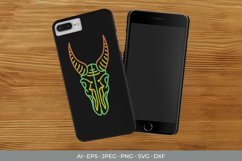 Neon Coloured Line Art Goat Skull SVG Product Image 3