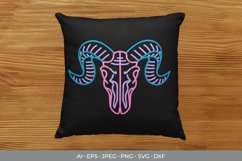Neon Coloured Line Art Goat Skull SVG Product Image 3