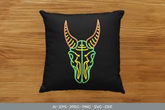 Neon Coloured Line Art Goat Skull SVG Product Image 1