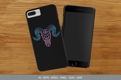 Neon Coloured Line Art Goat Skull SVG Product Image 2
