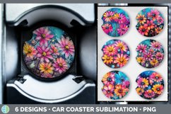 Bundle of six Alcohol Ink Daisys Car Coaster designs.