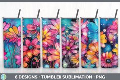 Bundle of six Alcohol Ink Daisys Tumbler designs.