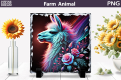 Neon Llama Floral Art | Farm Animal Sublimation Product Image 1