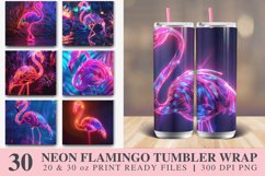 Neon flamingo Tumbler Wrap Bundle Product Image 1