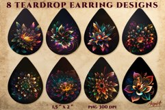 Neon sublimation earrings bundle / Neon light flowers PNG Product Image 1