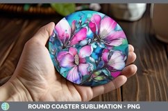 GorgeousNeon Flowers Round Coaster design.
