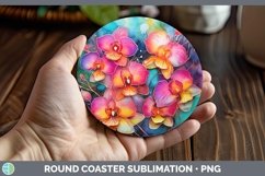 GorgeousNeon Flowers Round Coaster design.