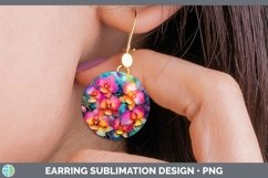 GorgeousNeon Flowers Round Earrings design.