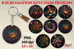 Neon Flower keychain sublimation designs / round keychain Product Image 1