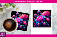 Neon flowers coaster Summer peonies flowers coaster designs Product Image 1