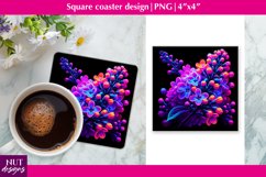 Neon flowers coaster sublimation Syringa flowers coaster Product Image 1