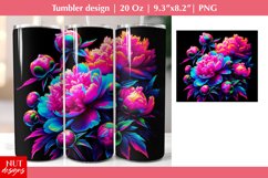 Lighting Peonies tumbler Floral tumbler Neon tumbler Product Image 1