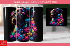 Floral dog tumbler Sublimation Pug &amp; flowers tumbler design Product Image 1