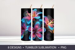 Neon flowers 3D Tumbler Wrap Sublimation Product Image 3