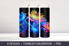 Neon flowers 3D Tumbler Wrap Sublimation Product Image 5
