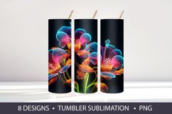 Neon flowers 3D Tumbler Wrap Sublimation Product Image 6