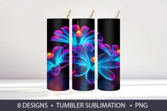 Neon flowers 3D Tumbler Wrap Sublimation Product Image 7