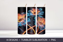 Neon flowers 3D Tumbler Wrap Sublimation Product Image 8