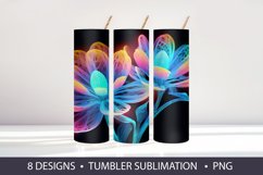 Neon flowers 3D Tumbler Wrap Sublimation Product Image 9