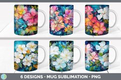 Bundle of six Alcohol Ink Gardenias Mug Wrap designs.