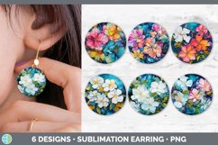 Bundle of six Alcohol Ink Gardenias Round Earrings designs.